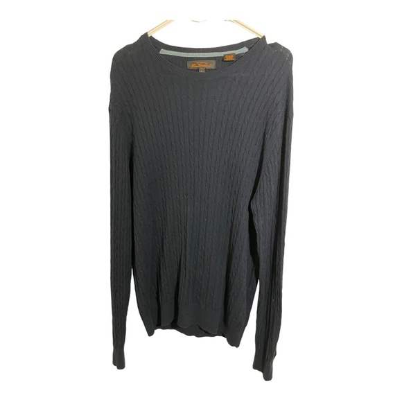 Ben Sherman mens crew neck cable knit pattern cotton cashmere blend size large - Picture 3 of 11